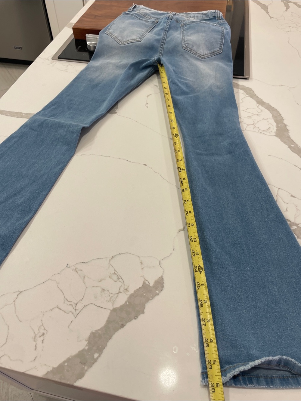 SHEIN Light Blue Distressed Flare Jeans - Picture 6 of 7